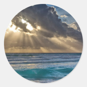 Sun and Clouds Classic Round Sticker