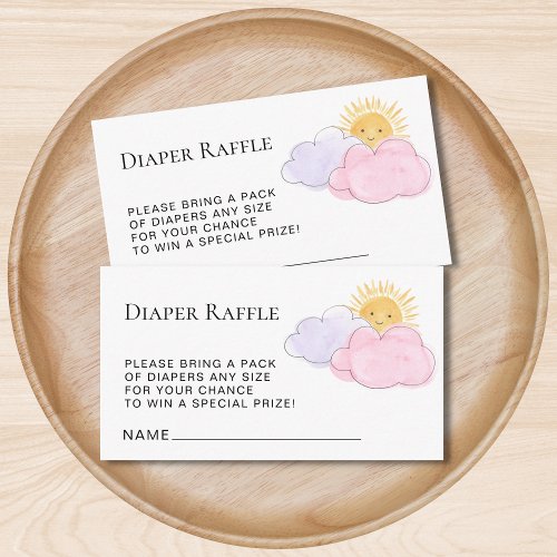Sun And Clouds Diaper Raffle Baby Girls Shower Enclosure Card
