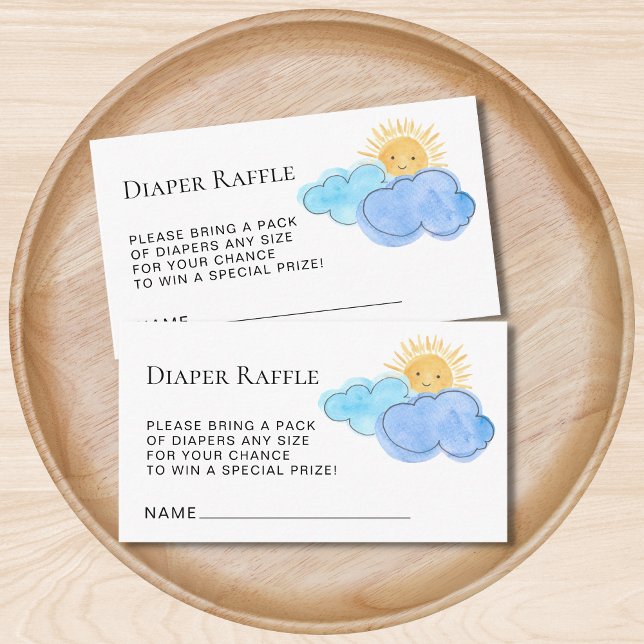 Sun And Clouds Diaper Raffle Baby Shower Enclosure Card (Creator Uploaded)