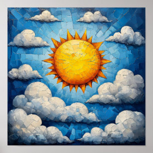 Sun and Clouds Mosaic Wall Art
