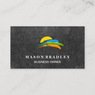 Sun and Colored Paint Brush Business Card