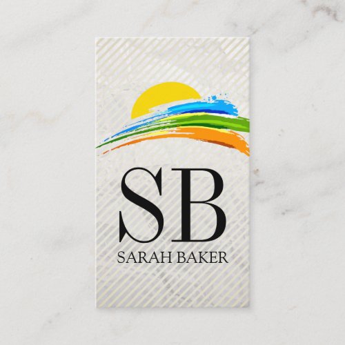 Sun and Colored Paint Brush Business Card