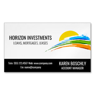 Sun and Colored Paint Brush Business Card Magnet