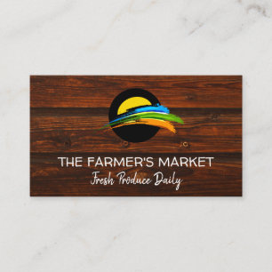 Sun and Colored Paint Brush Farmers Market Business Card