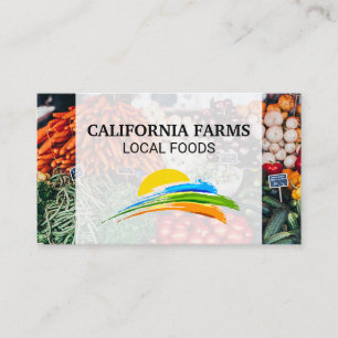 Sun and Colored Paint Brush Farmers Market Business Card