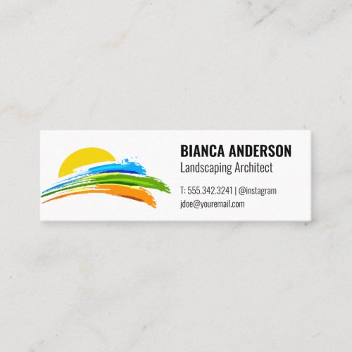 Sun and Colored Paint Brush Mini Business Card