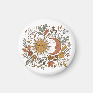 Sun and Crescent Moon Botanical Autumn Hoodie Magnet