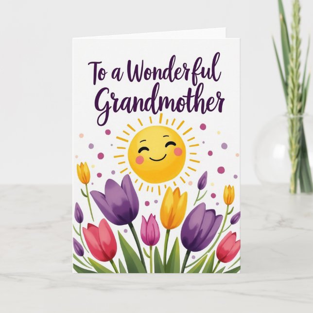 Sun And Flowers Grandma Card (Front)