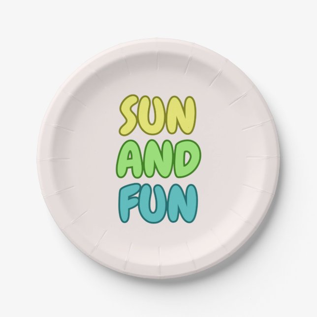 Sun And Fun Round Paper Plate (Front)