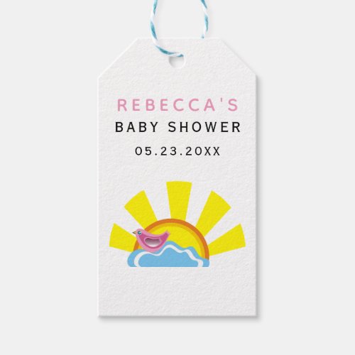 Sun and little bird on the cloud Baby Shower Gift Tags