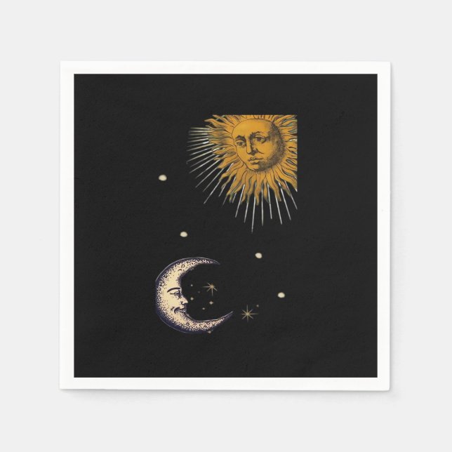 Sun And Moon 90s Whimsigoth Design Napkins (Front)