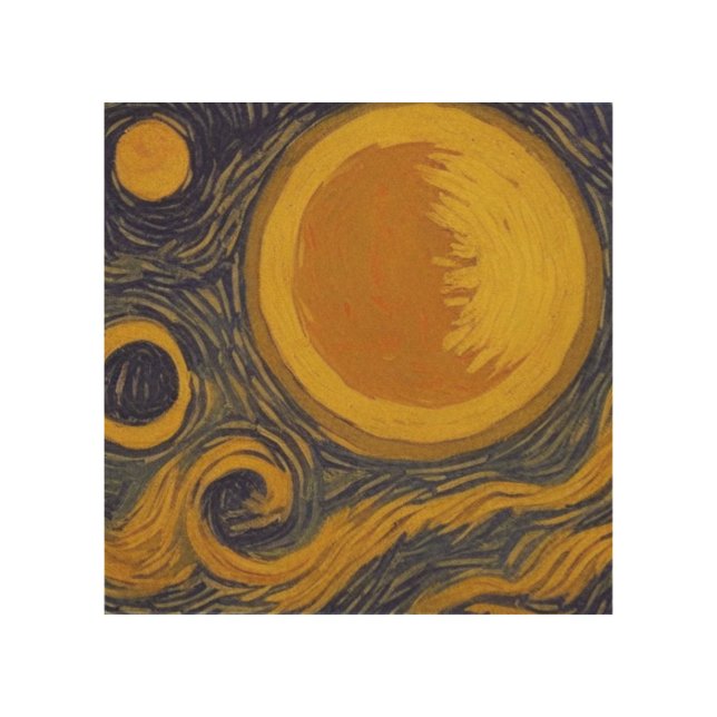 Sun And Moon And Sky By Van Gogh Wood Wall Art (Front)