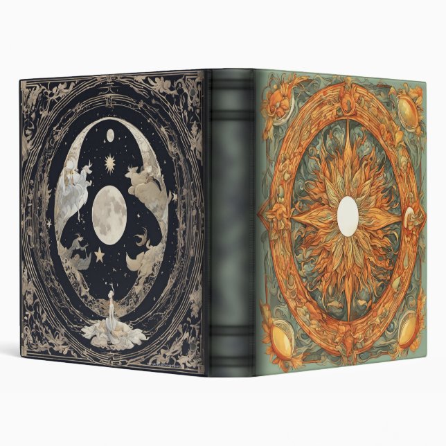 Sun and Moon Astrology Inspired  3 Ring Binder (Background)