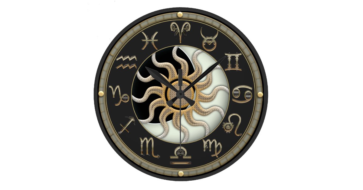 Sun And Moon Astrology Symbols Large Clock Zazzle Sun And Moon Astrology Symbols Large Clock Zazzle