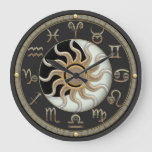 Sun And Moon Astrology Symbols Large Clock at Zazzle