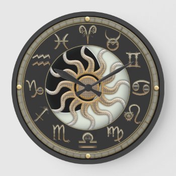 Sun And Moon Astrology Symbols Large Clock by TheClockShop at Zazzle