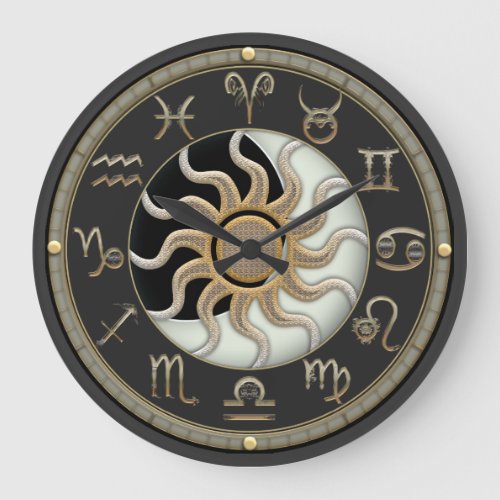 Sun And Moon Astrology Symbols Large Clock