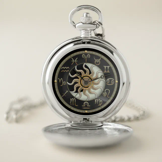 Sun And Moon Astrology Zodiac Symbol Pocket Watch Zazzle