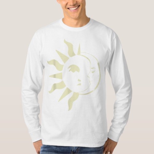 Sun And Moon Astronomy Bohemian Face Hippie T_Shirt