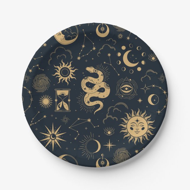 Sun and Moon -Astronomy Witch Paper Plates (Front)