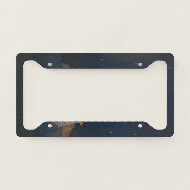 Sun and moon behind boats license plate frame (Front)