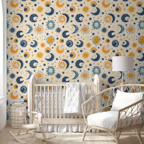 Sun and Moon Blue Yellow Wallpaper