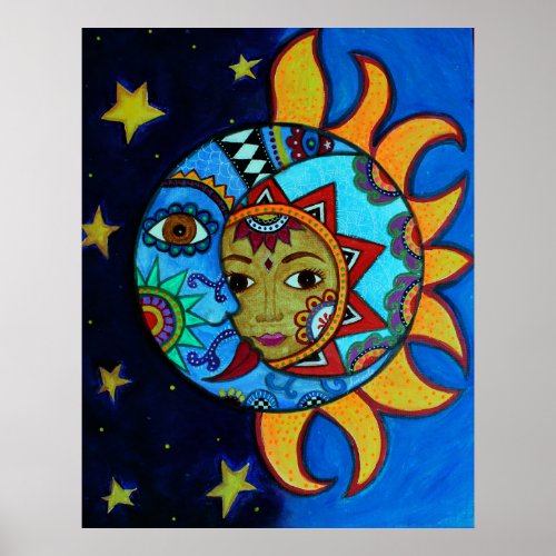 SUN AND MOON BY PRISARTS POSTER