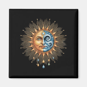Sun And Moon Celestial Boho Mystical Hipe 90s  Magnet