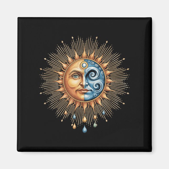 Sun And Moon Celestial Boho Mystical Hipe 90s  Magnet (Front)