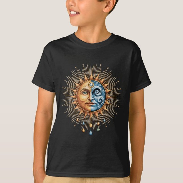 Sun And Moon Celestial Boho Mystical Hipe 90s  T-Shirt (Front)