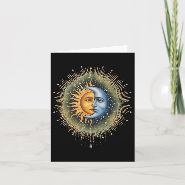 Sun And Moon Celestial Boho Mystical Hippie 90s  Card (Front)