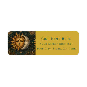 Sun and Moon Celestial Custom Return Address Label