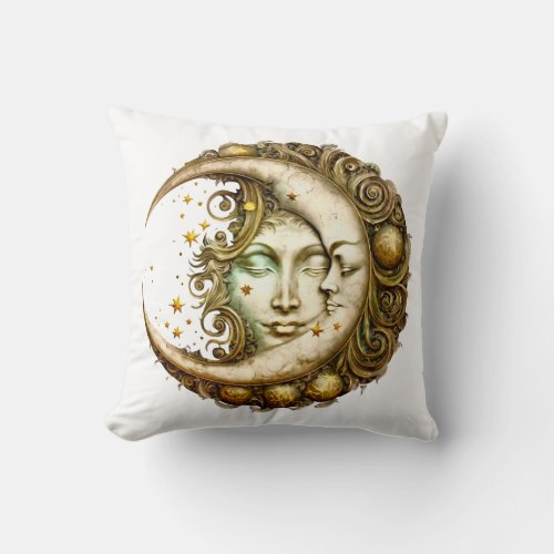 Sun and moon Celestial design Throw Pillow