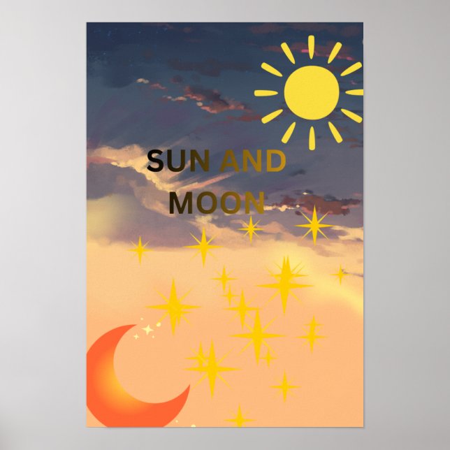 Sun and Moon Celestial Poster | Boho Wall Art Prin (Front)