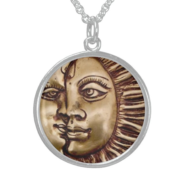 SUN AND MOON CHARM LOCKET STERLING SILVER NECKLACE (Front)