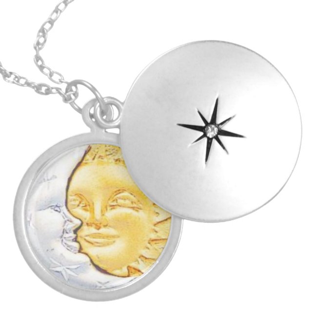 SUN AND MOON CHARM SILVER PLATED NECKLACE (Front)
