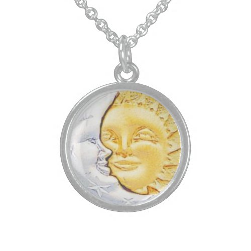 SUN AND MOON CHARM STERLING SILVER NECKLACE