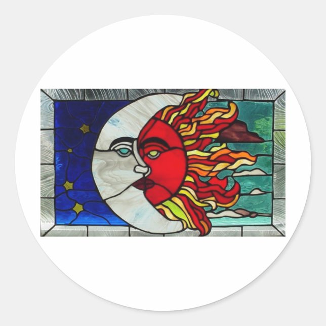 Sun and Moon Classic Round Sticker (Front)