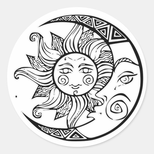 Sun and Moon Classic Round Sticker (Front)