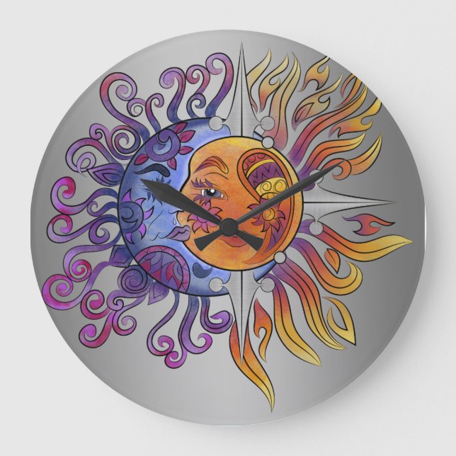 Sun and moon design large clock (Front)