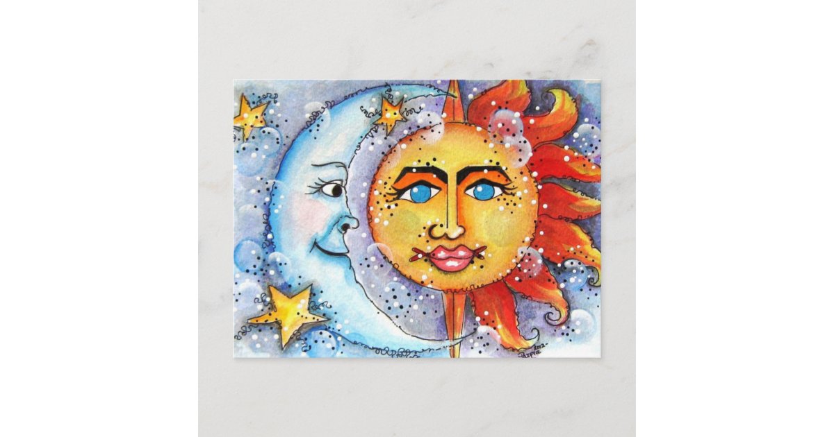 Sun and Moon Design Postcard | Zazzle.com