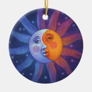 Sun and Moon Eclipse Perfect Alignment Ceramic Ornament
