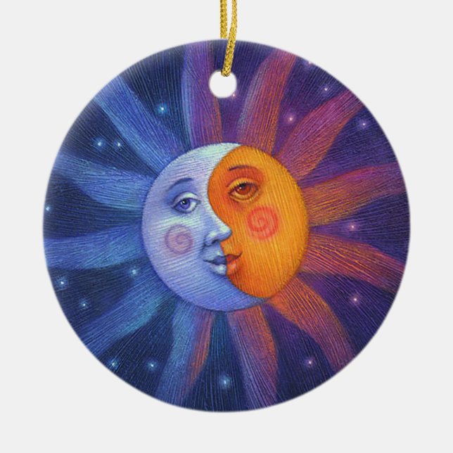 Sun and Moon Eclipse Perfect Alignment Ceramic Ornament (Front)