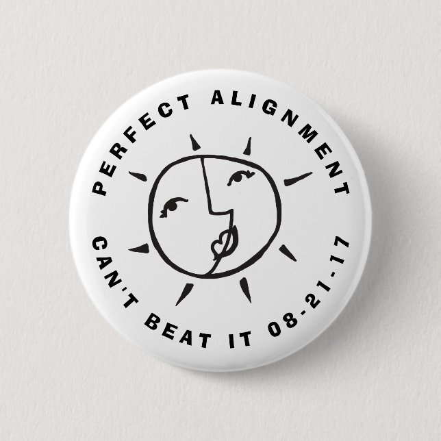 Sun and Moon Eclipse Perfect Alignment Pinback Button (Front)