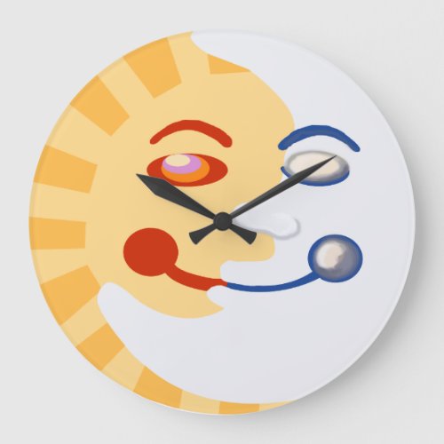 Sun and moon faces large clock