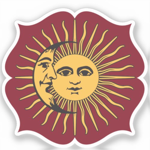 Sun and Moon Faces Vintage Sticker