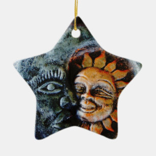 Sun and Moon Faith Star Ceramic Ornament