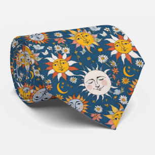 Sun and Moon Floral in Blues & Yellows Neck Tie