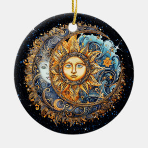 Sun and Moon Galaxy Ceramic Ornament