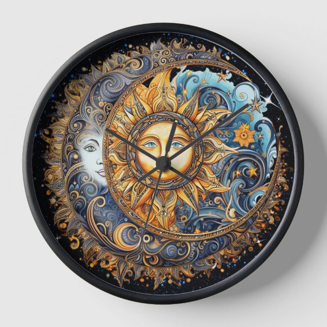 Sun and Moon Galaxy Round Clock (Front)